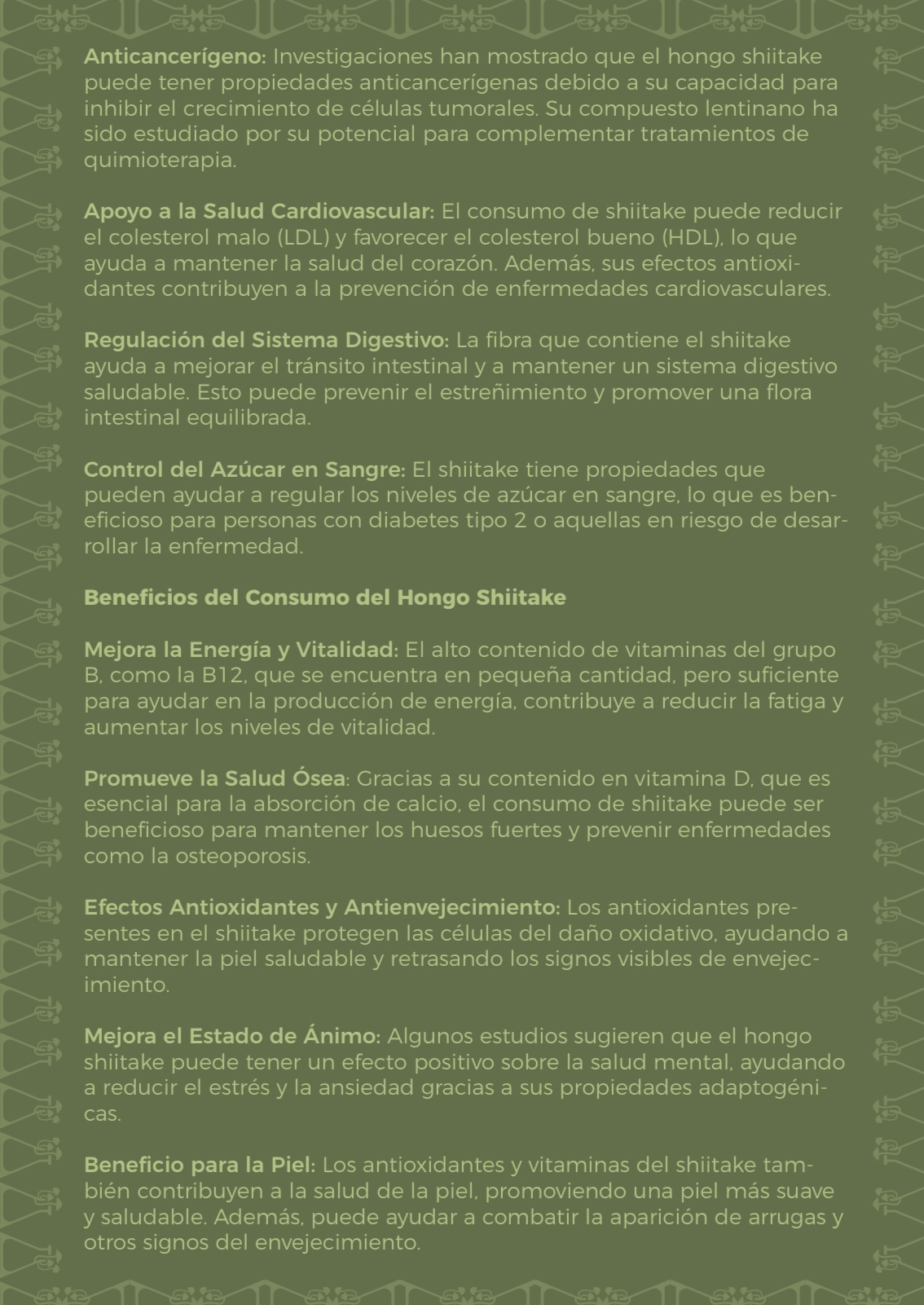 Beneficios del Shitake