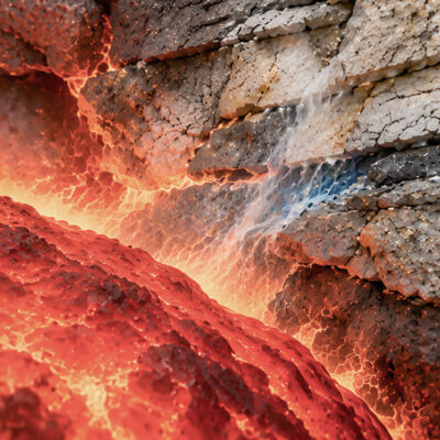 Magma e fluidos reagindo com o calcário