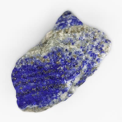 Lápis-lazúli azul-escuro a azul-violeta com pirita em faixas