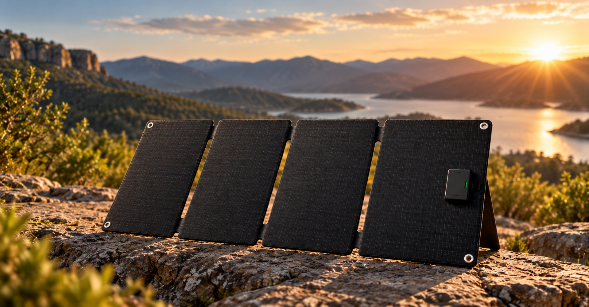 Painel FSP40W recarregando o GEN300 sob luz solar