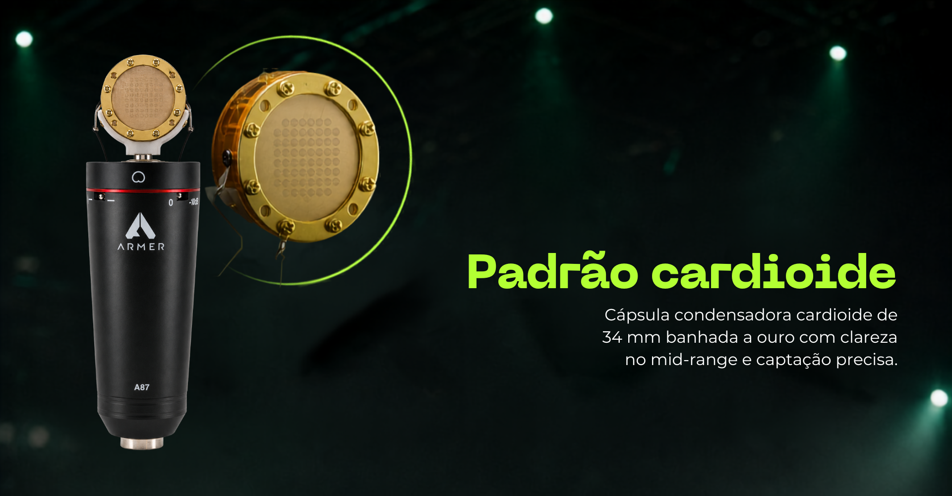 Banner do microfone condensador Armer A87, um cl&aacute;ssico moderno de est&uacute;dio