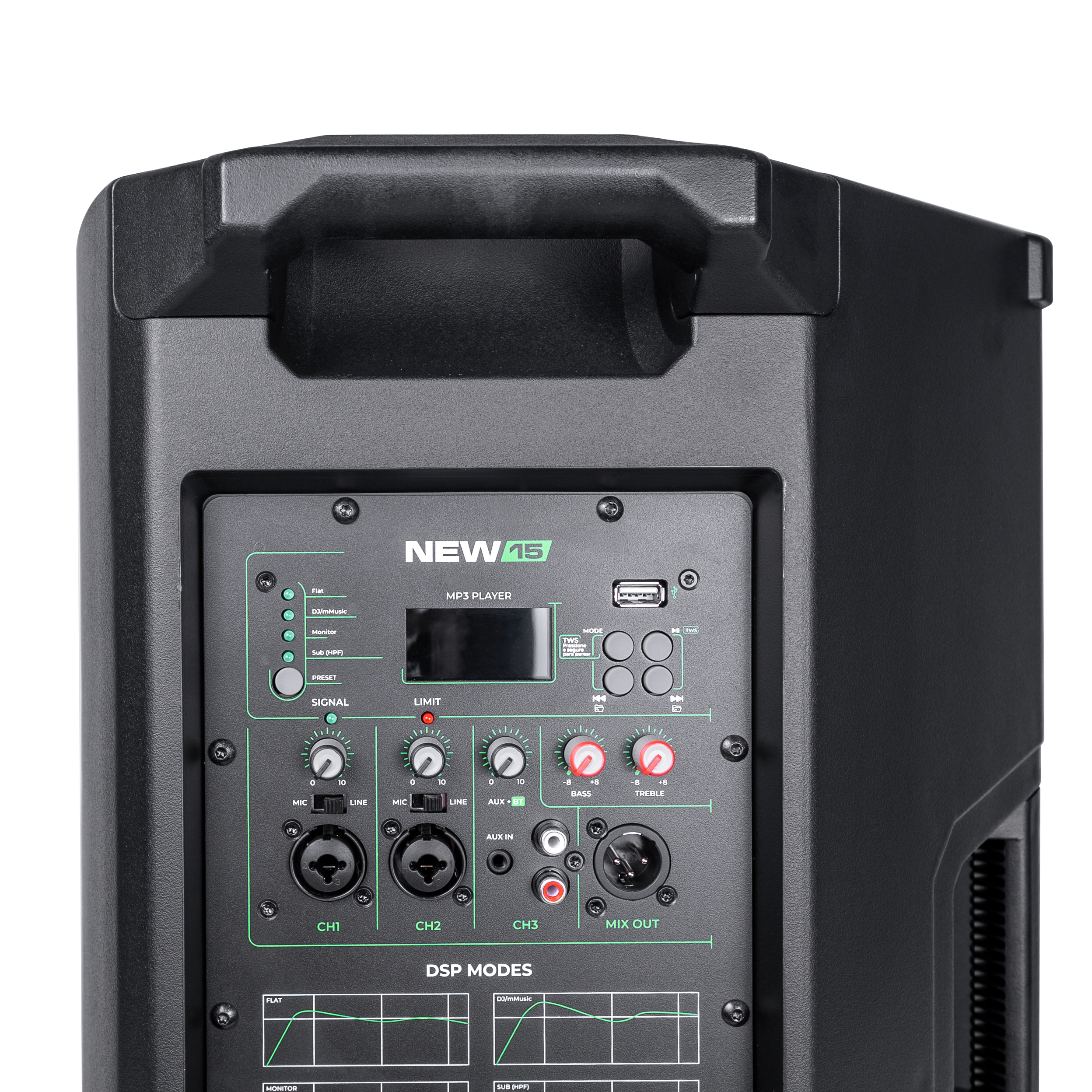 DSP profissional da Armer NEW15 com 4 modos Flat DJ Music Monitor Sub HPF para retorno e PA