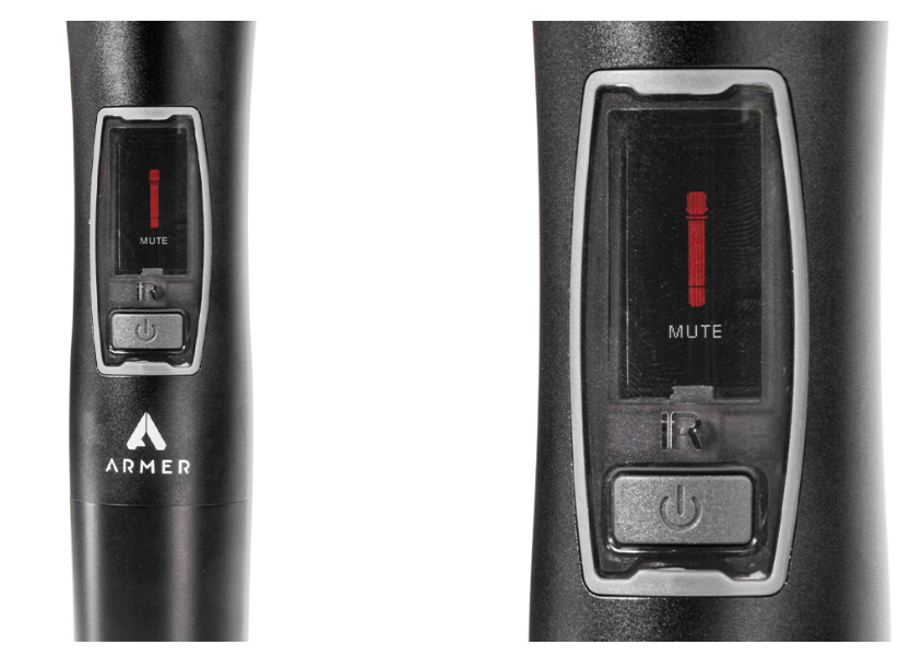 Bot&atilde;o de mute no bast&atilde;o do AX802M G2 para silenciar instantaneamente sem desligar o sistema