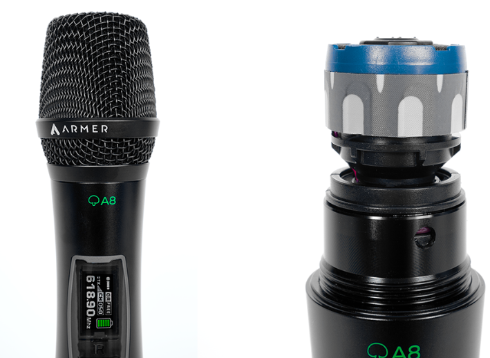 C&aacute;psula supercardioide Armer A8 com resposta de 55Hz a 16kHz e sistema anti shock interno