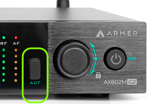 Fun&ccedil;&atilde;o AUTO SCAN do AX802M G2 realizando varredura autom&aacute;tica de frequ&ecirc;ncias para eliminar interfer&ecirc;ncias