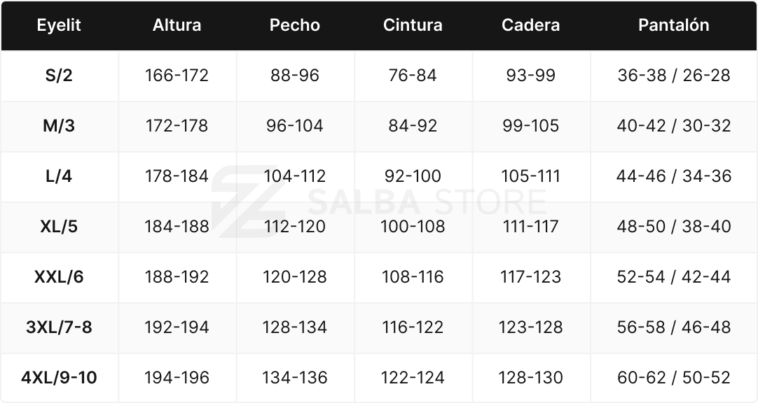 Guia de talles Eyelit