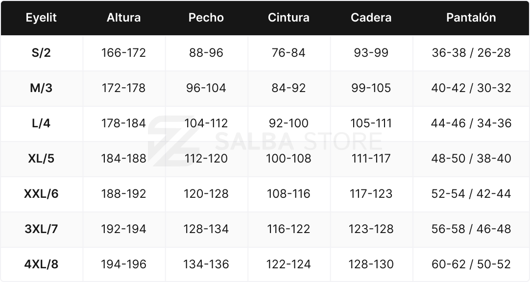 Guia de talles Eyelit