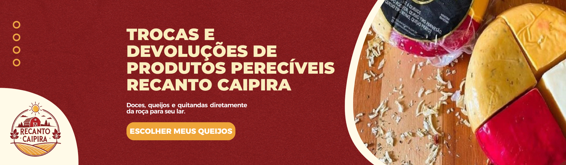 Conheça nossa política exclusiva para produtos perecíveis, com troca, devolução e reembolso ágeis. Compre seguro no Recanto Caipira!