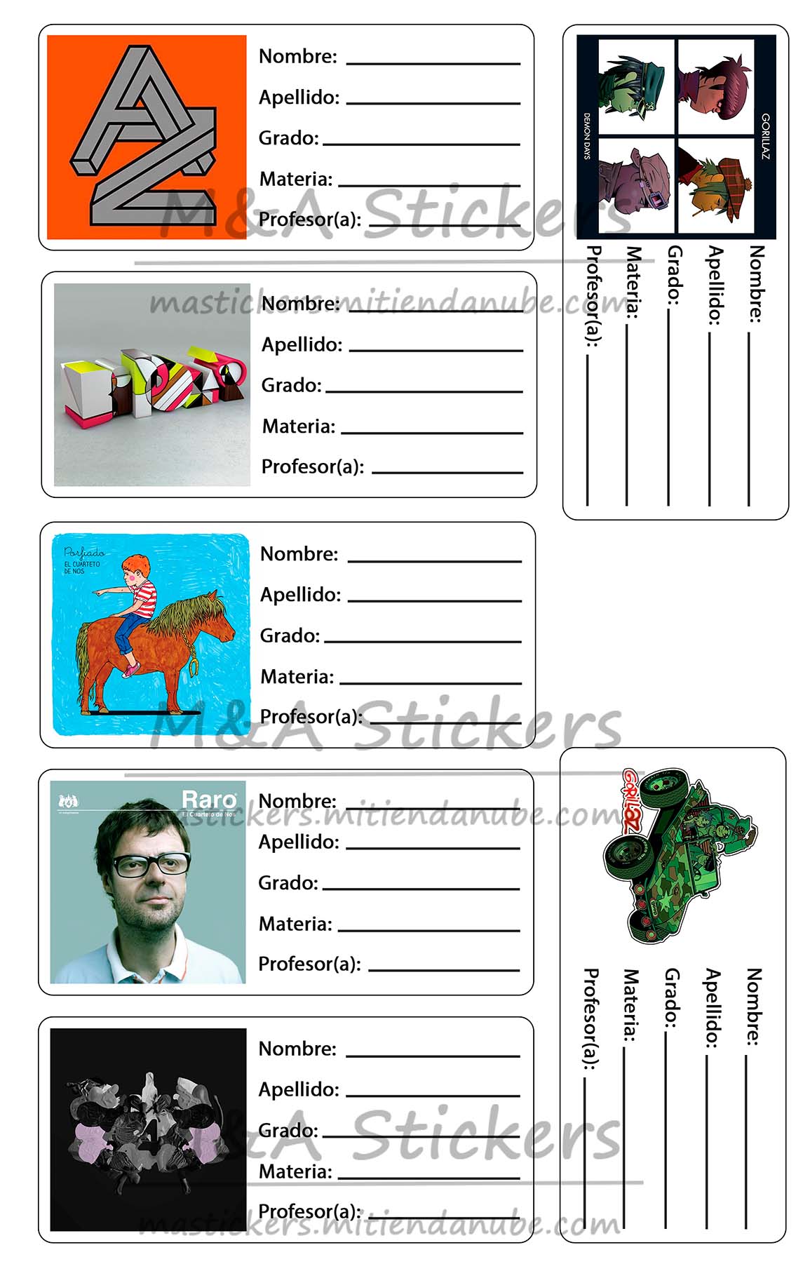 Etiquetas para estudiantes