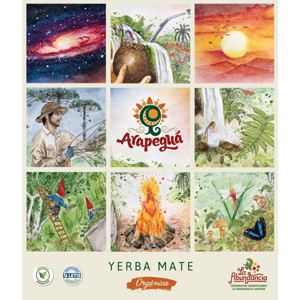Ilustraciones en acuarela de Déborah Viccini para yerba mate Arapeguá