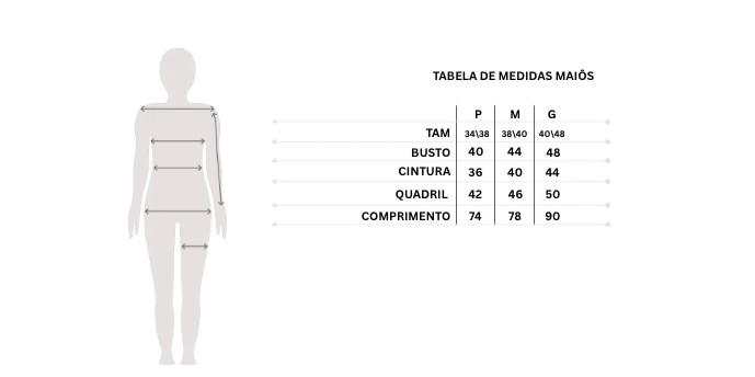 MaySwim Tabela de Medidas Maiôs