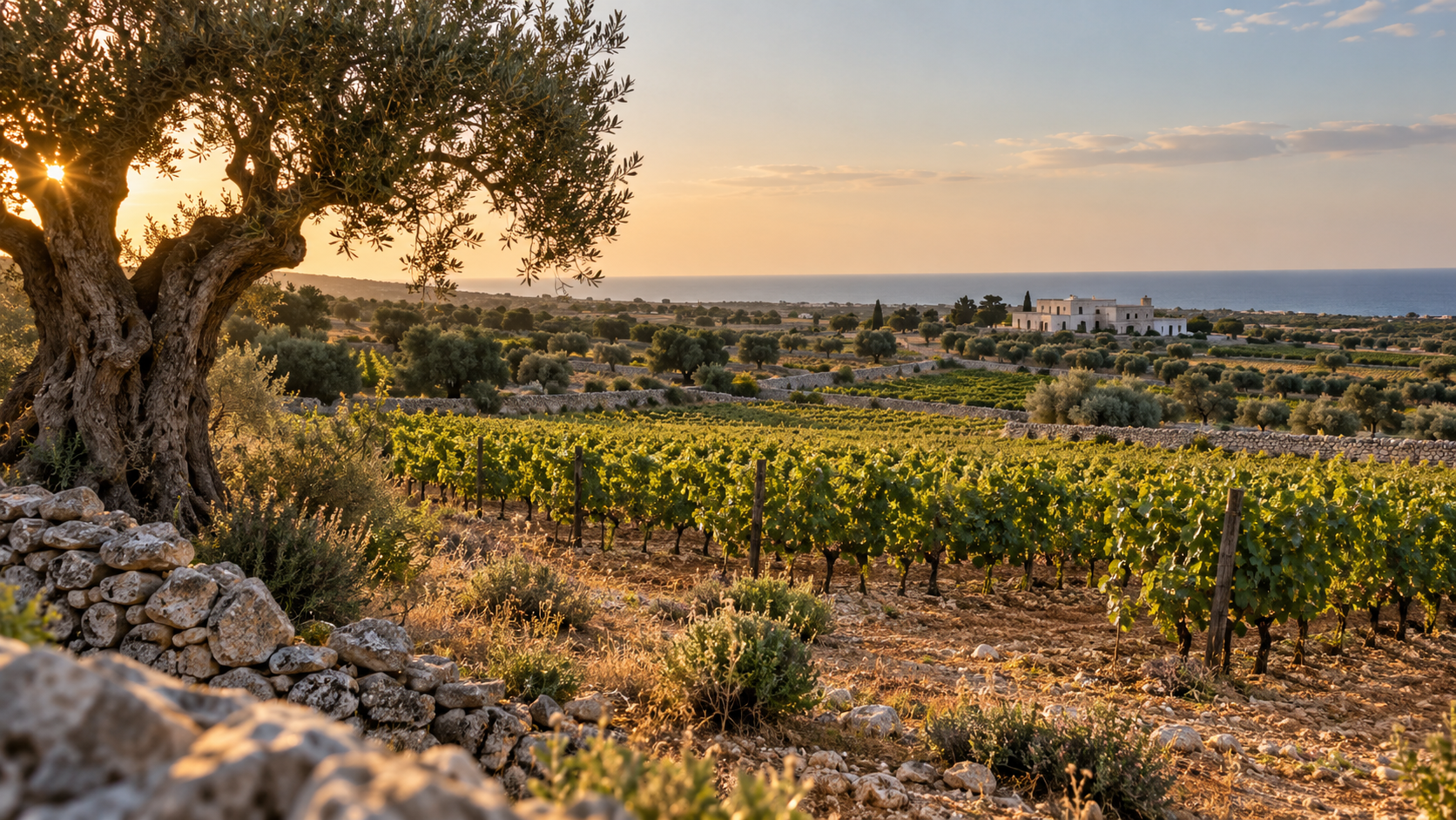 vinhedos e paisagem mediterr&acirc;nea da Puglia