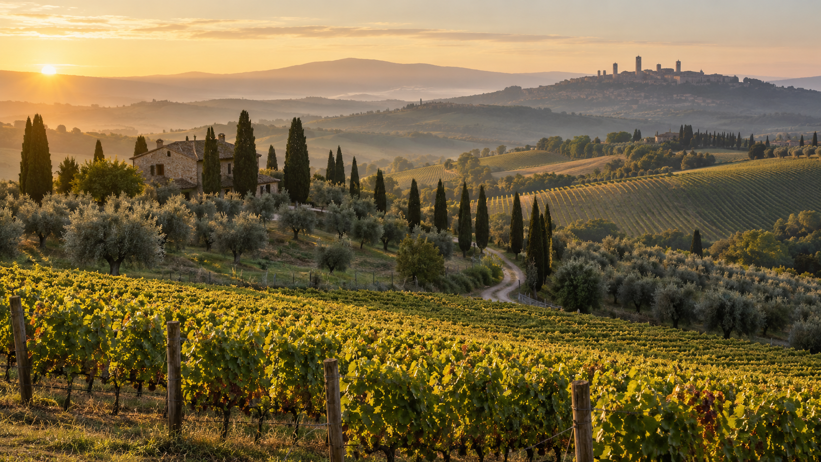 vinhedos, colinas e paisagem da Toscana