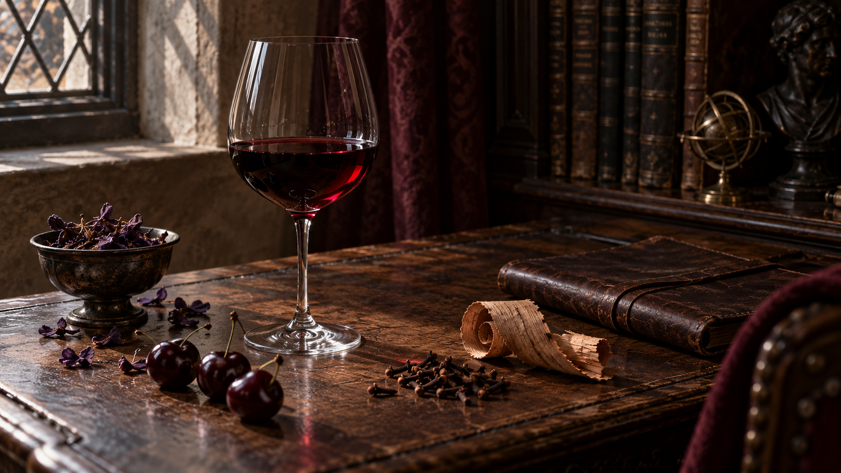 editorial sensorial do Brunello com frutas silvestres, especiarias e madeira