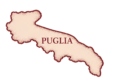mapa da Puglia com destaque para o Salento