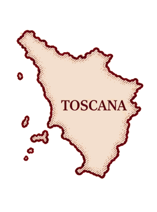 Mapa ilustrado da Toscana
