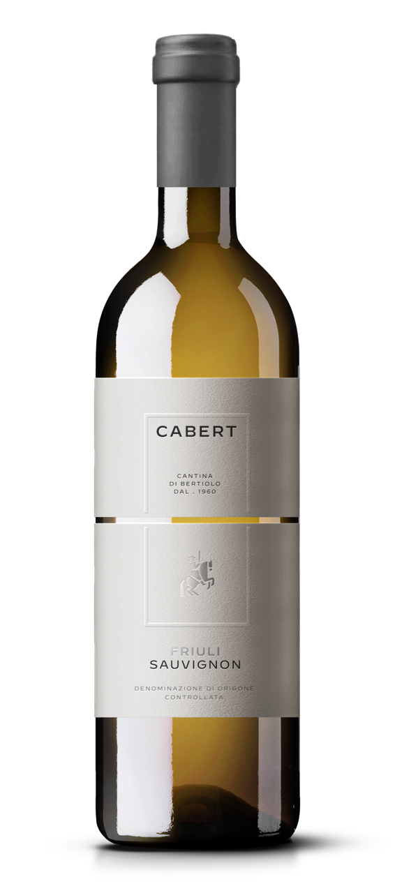 Garrafa de Sauvignon DOC Friuli da linha Cabert. Fotografia oficial do produto.