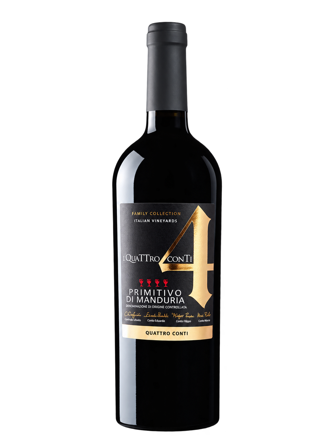 Garrafa de Quattro Conti Primitivo di Manduria DOC 2023