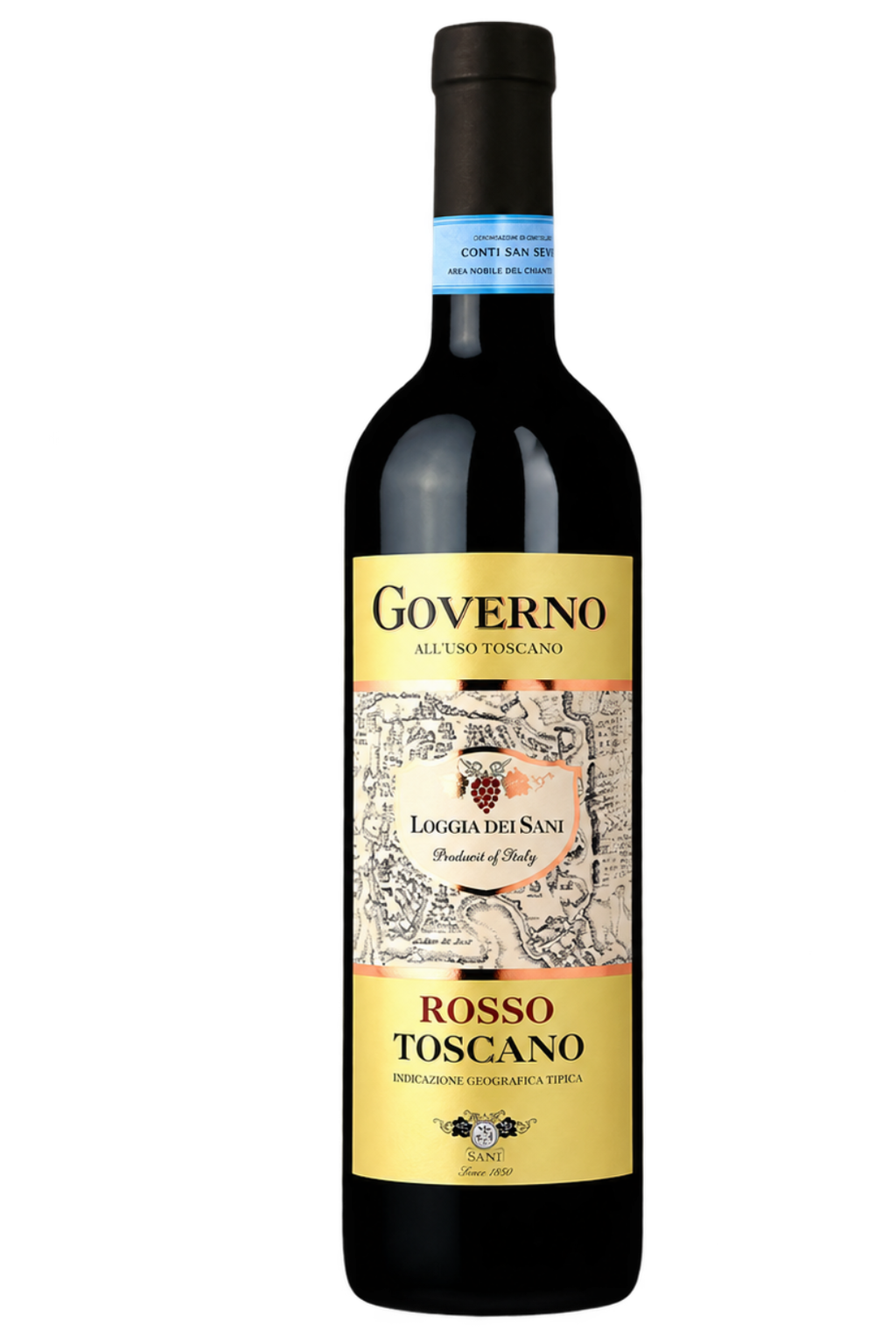 Garrafa inteira de Governo Rosso Toscano Loggia dei Sani IGT 2023.