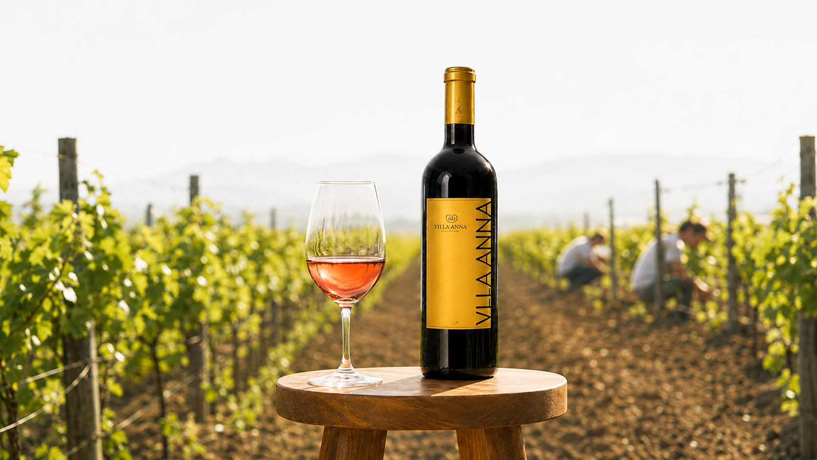 Vin&iacute;cola Luminosit&agrave; e produ&ccedil;&atilde;o do Villa Anna nas colinas da Toscana