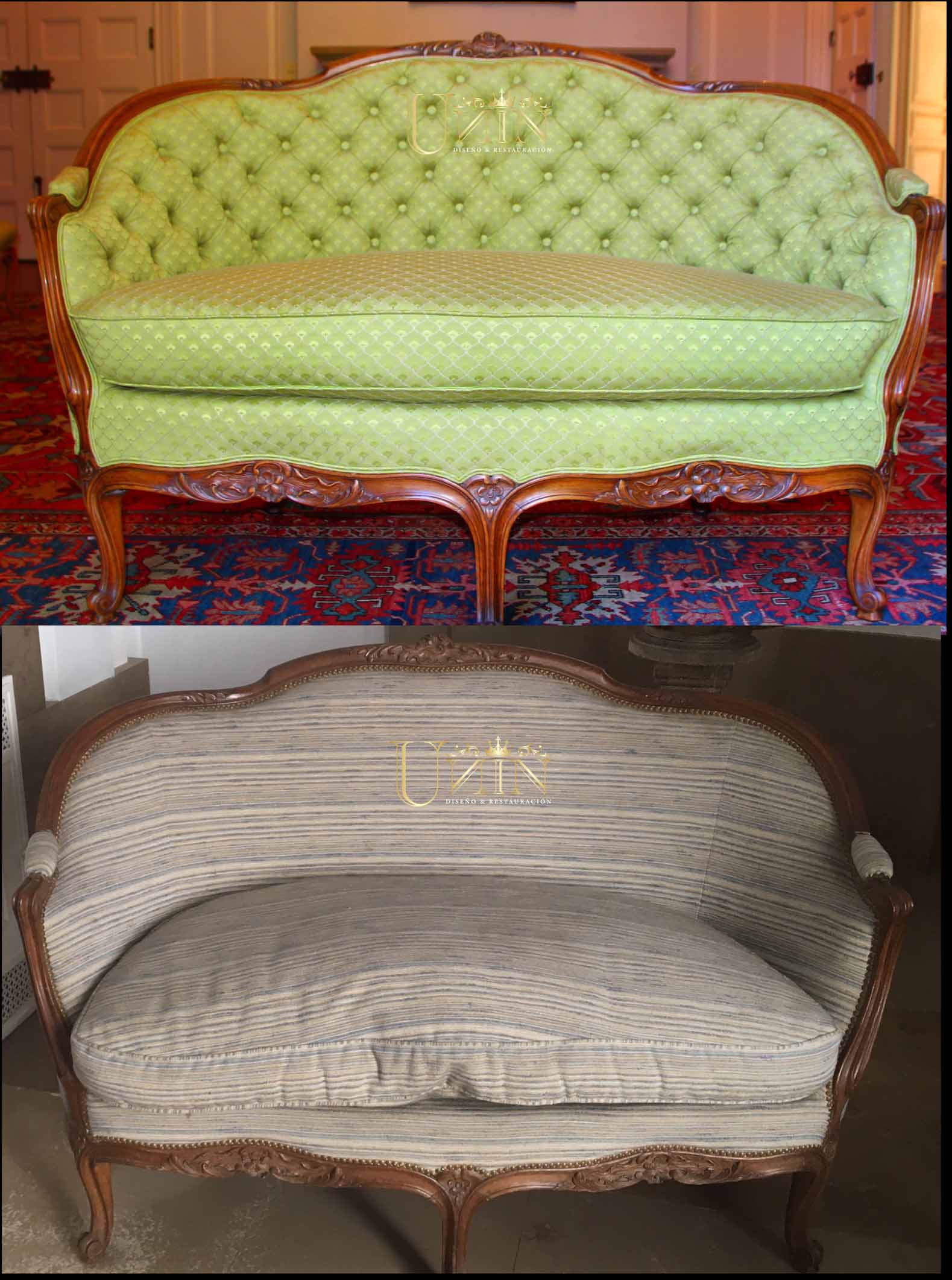 Restauracion sillon mueble mobiliario antiguo estilo Luis XV