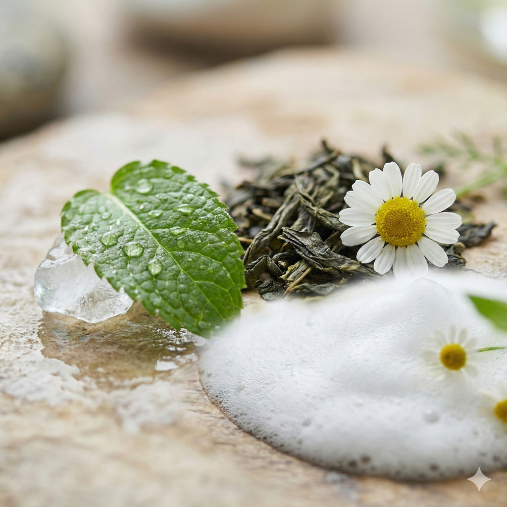Mentol, chá verde e camomila