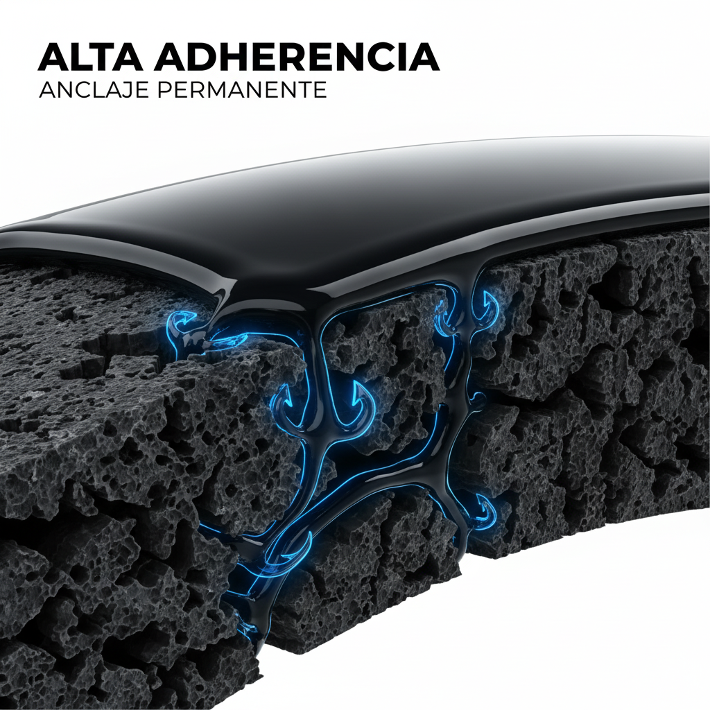 Alta adherencia: se fija al plástico