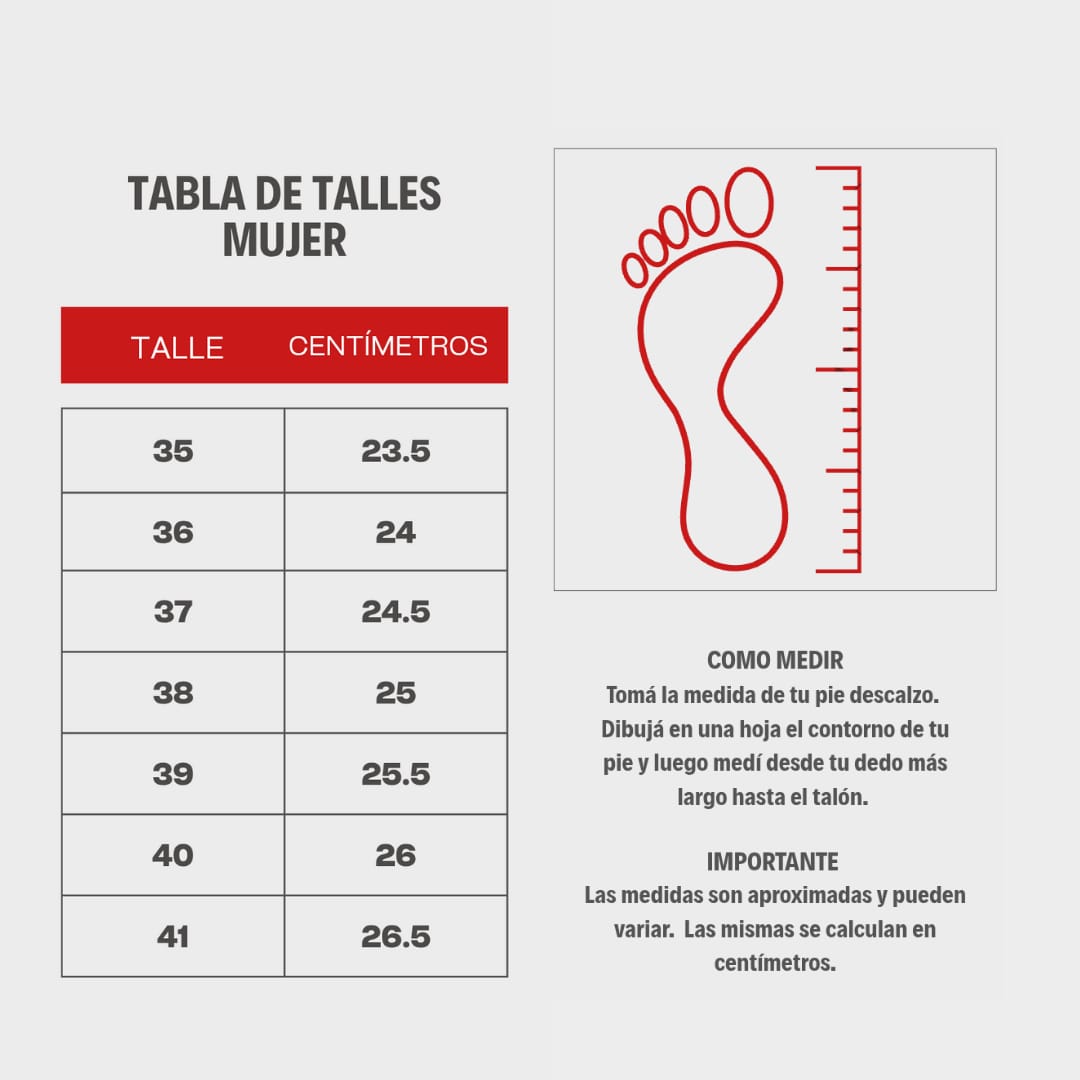guia de talles mujer