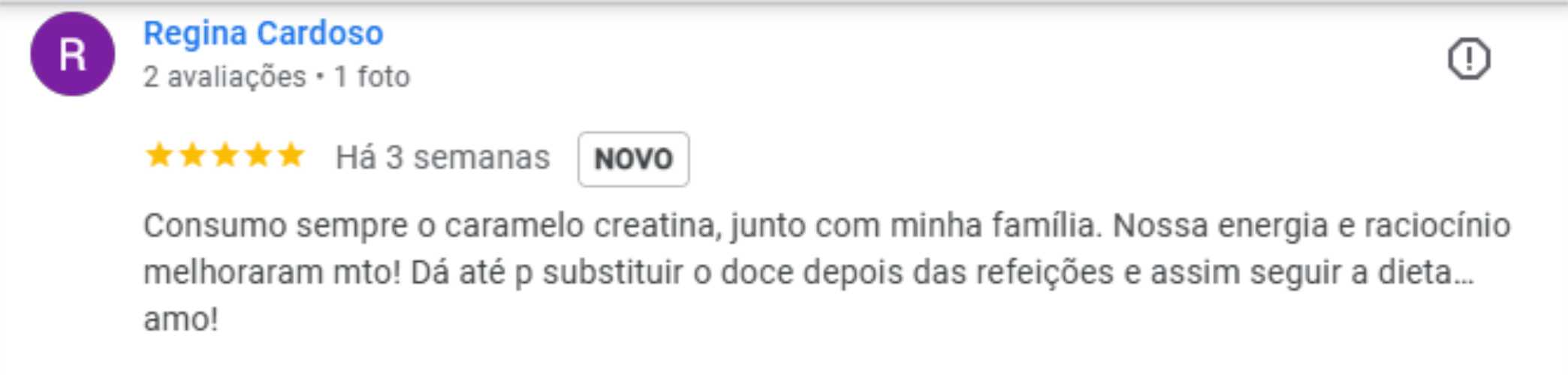 Depoimento real de cliente no Google sobre o Caramelo de Creatina Ecovita