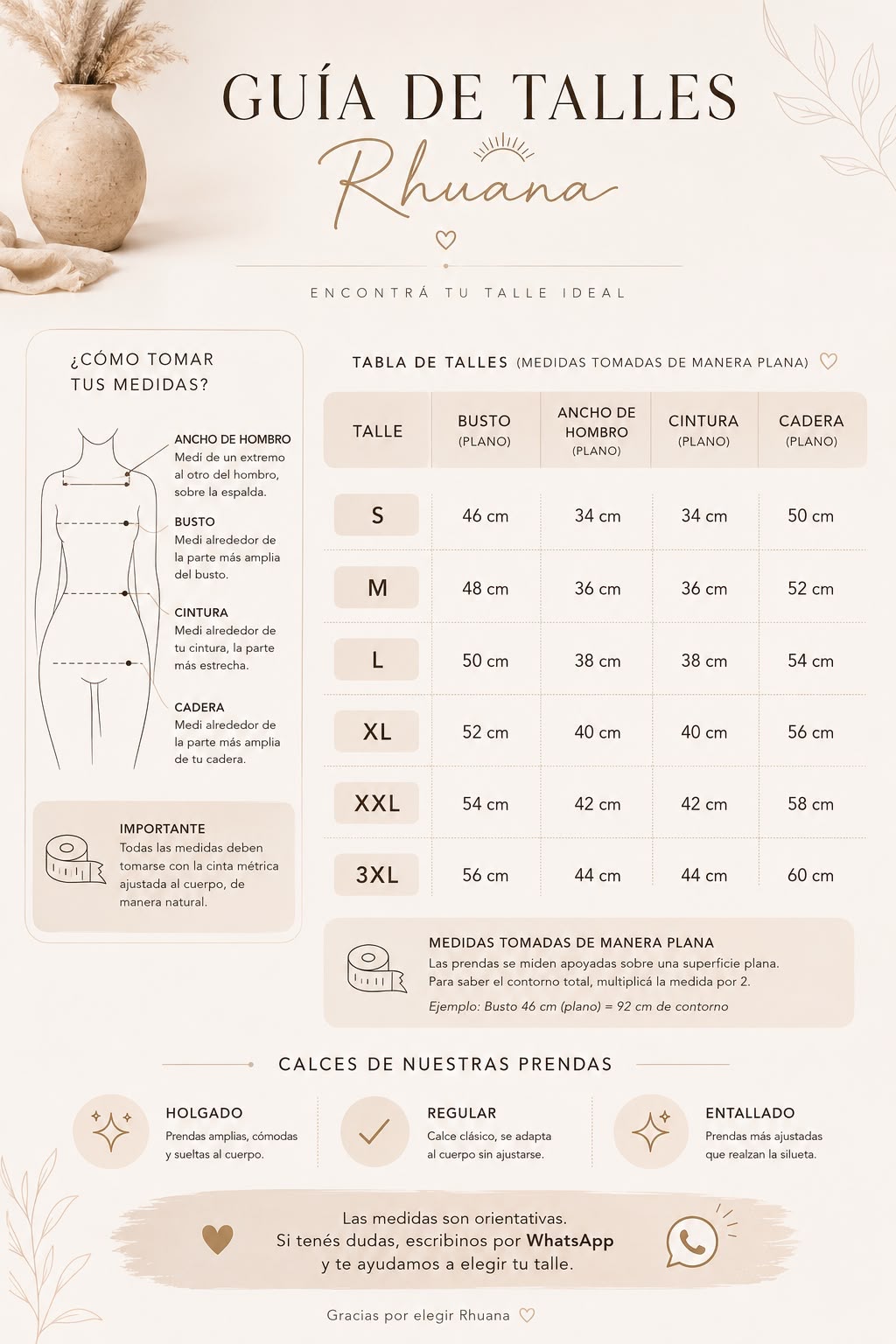 Guía de talles rhuanamoda
