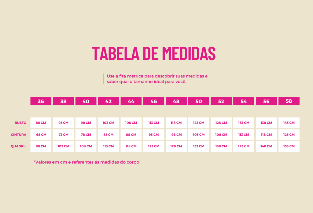 Tabela de Medidas