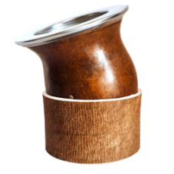 Acero liso · calabaza pulida con base de cuero crudo