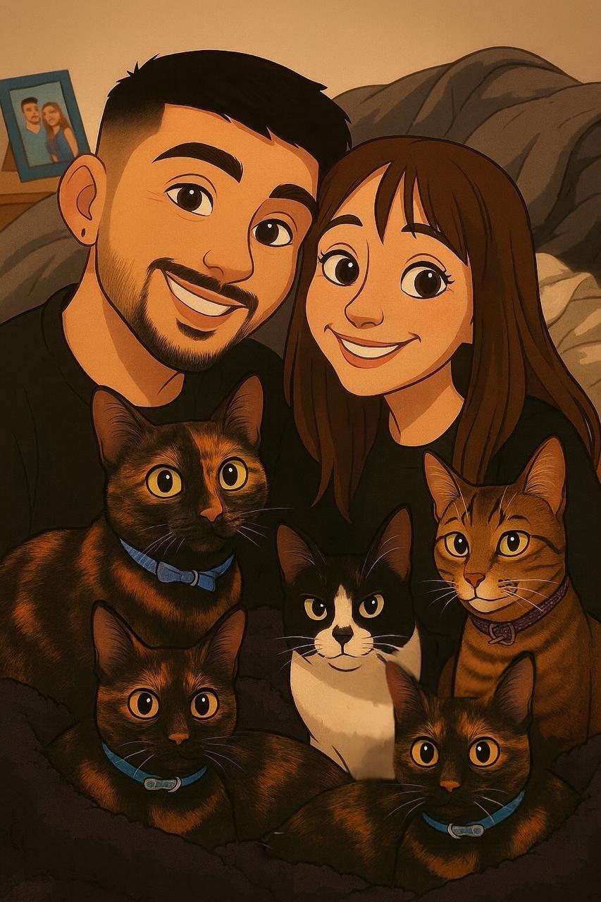 Equipo de Karey’s Deco con sus gatos