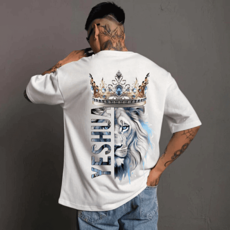 Camiseta 100% Algod&atilde;o Gospel Le&atilde;o De Jud&aacute; Yeshua Branco