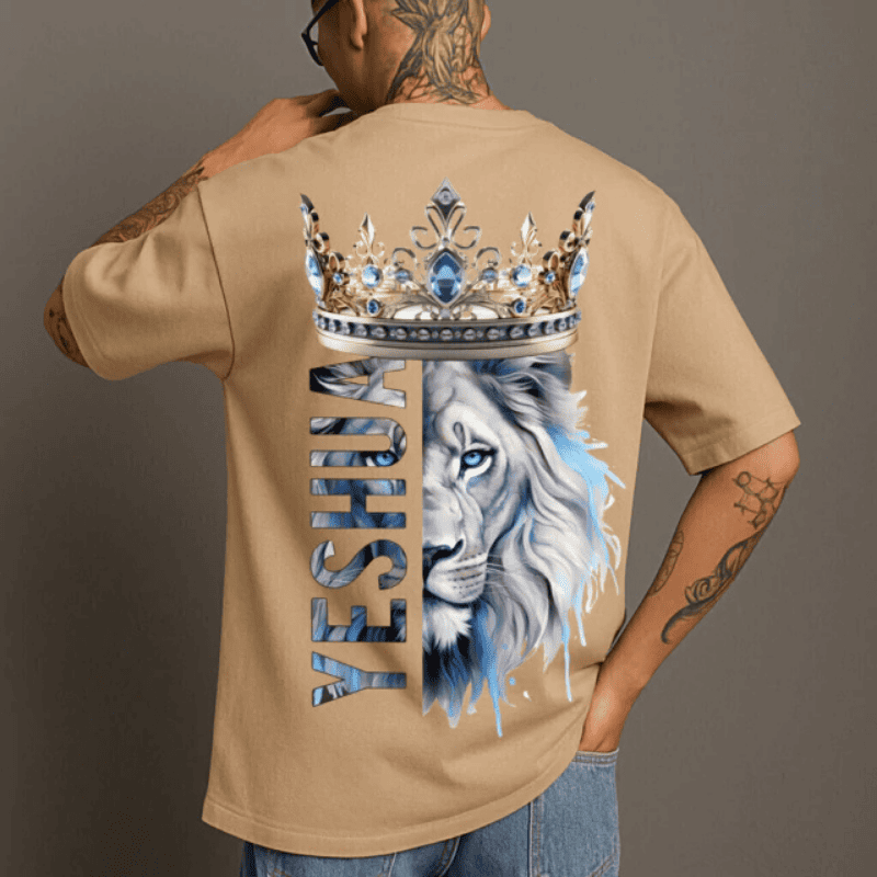 Camiseta 100% Algod&atilde;o Gospel Le&atilde;o De Jud&aacute; Yeshua Bege