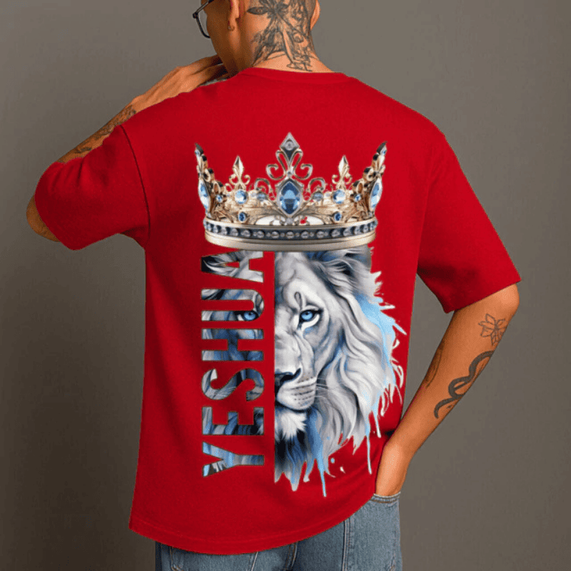 Camiseta 100% Algod&atilde;o Gospel Le&atilde;o De Jud&aacute; Yeshua Vermelho