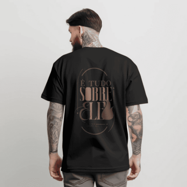 Camiseta Crist&atilde; Streetwear Masculina Feminina &Eacute; tudo sobre ele Yeshua 100% algod&atilde;o Preta