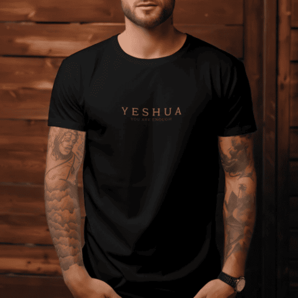 Camiseta Crist&atilde; Streetwear Masculina Feminina &Eacute; tudo sobre ele Yeshua 100% algod&atilde;o Preta Frente