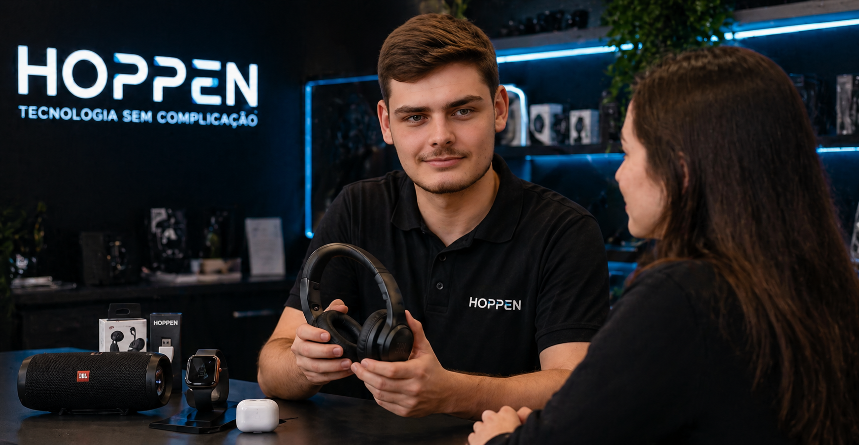 Atendimento consultivo da Hoppen ajudando cliente a escolher tecnologia
