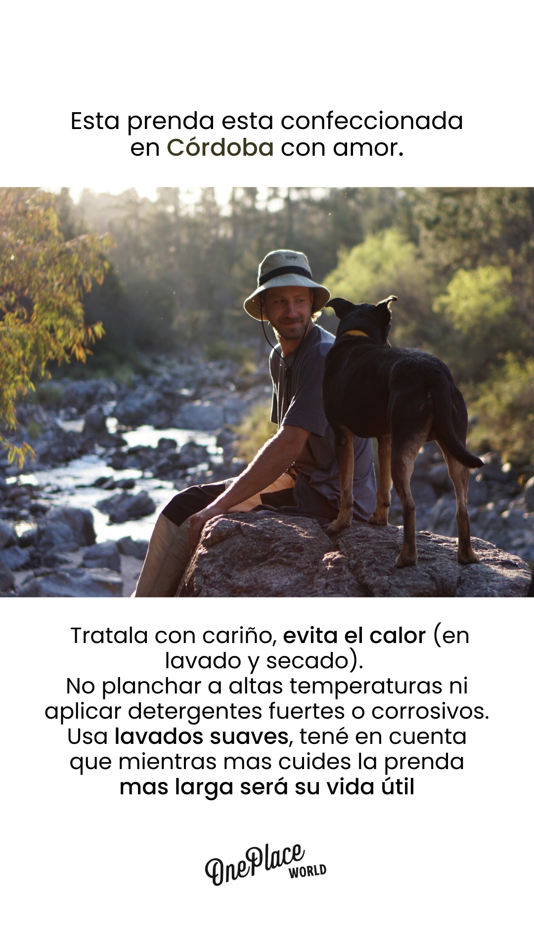 Tratala con cariño, evita el calor (en lavado y secado).  No planchar a altas temperaturas ni aplicar detergentes fuertes o corrosivos.  Usa lavados suaves, tené en cuenta que mientras mas cuides la prenda mas larga será su vida útil Esta prenda esta confeccionada en Córdoba con amor.
