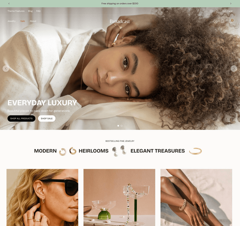 Tema Broadcast Shopify
