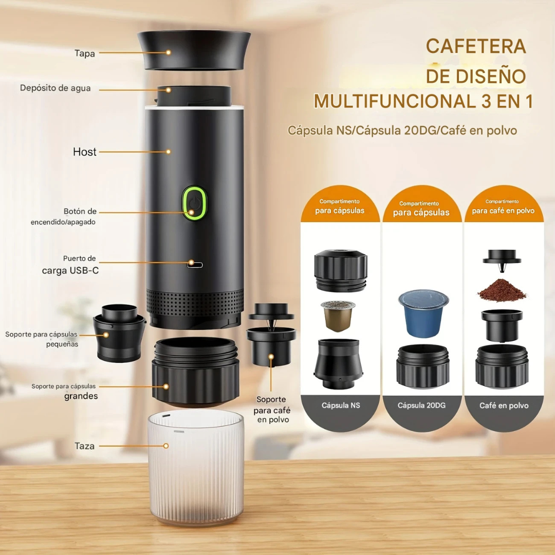 Funcionamiento de cafetera portátil