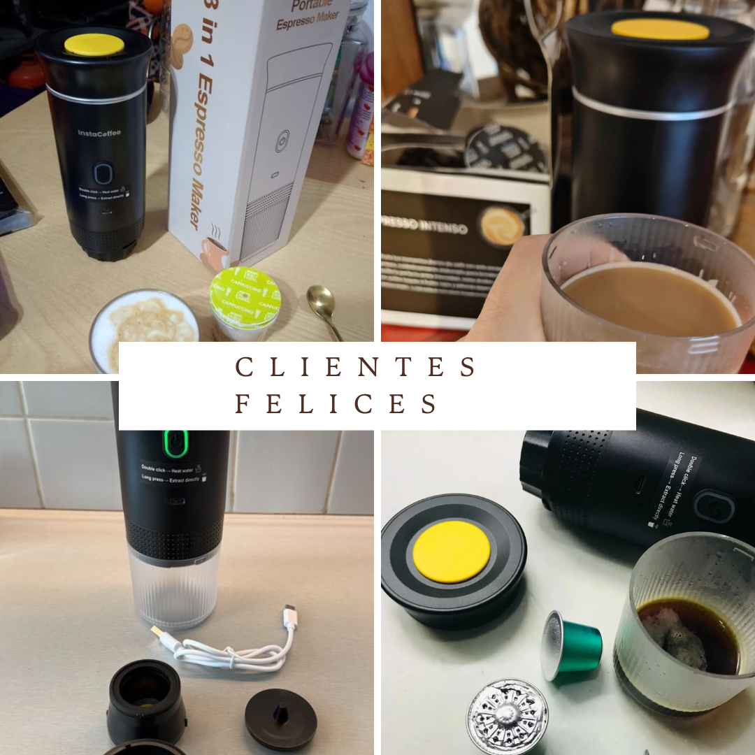 Clientes satisfechos con la cafetera portátil
