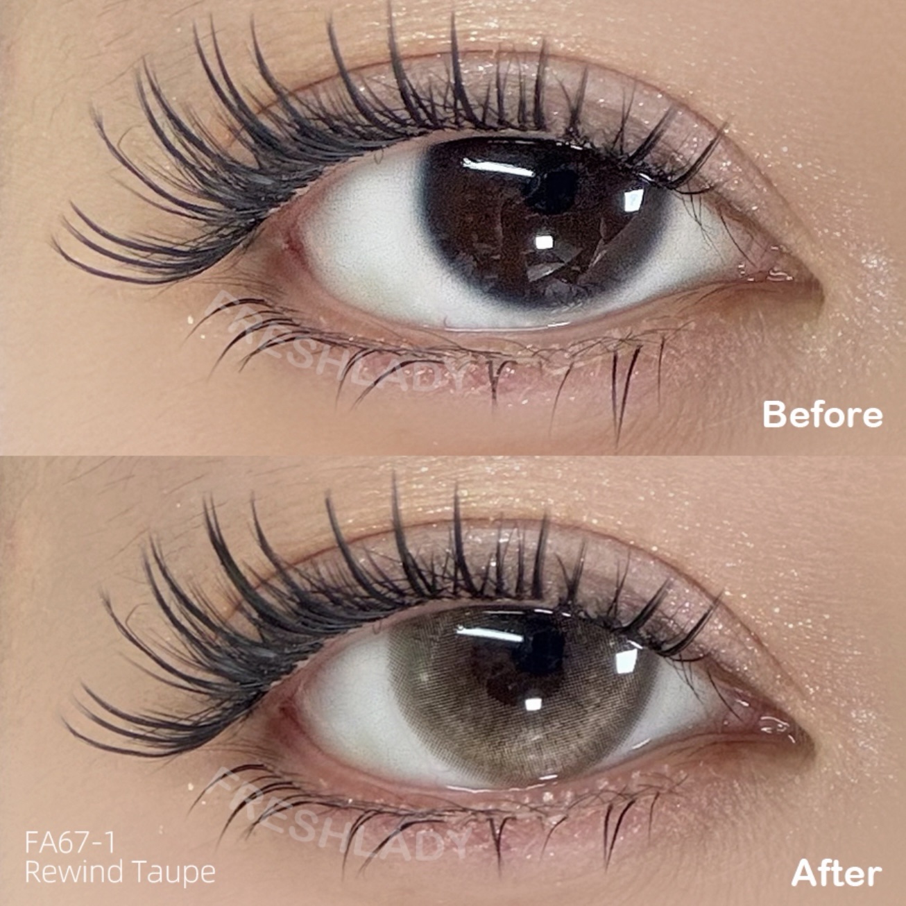 Modelo usando FreshLady Rewind Taupe FA67-1 marrón taupe cálido