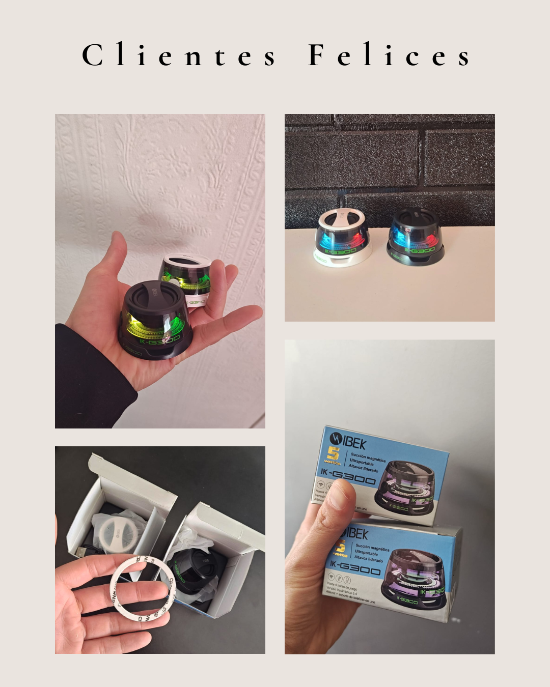 Clientes felices con el mini parlante G300