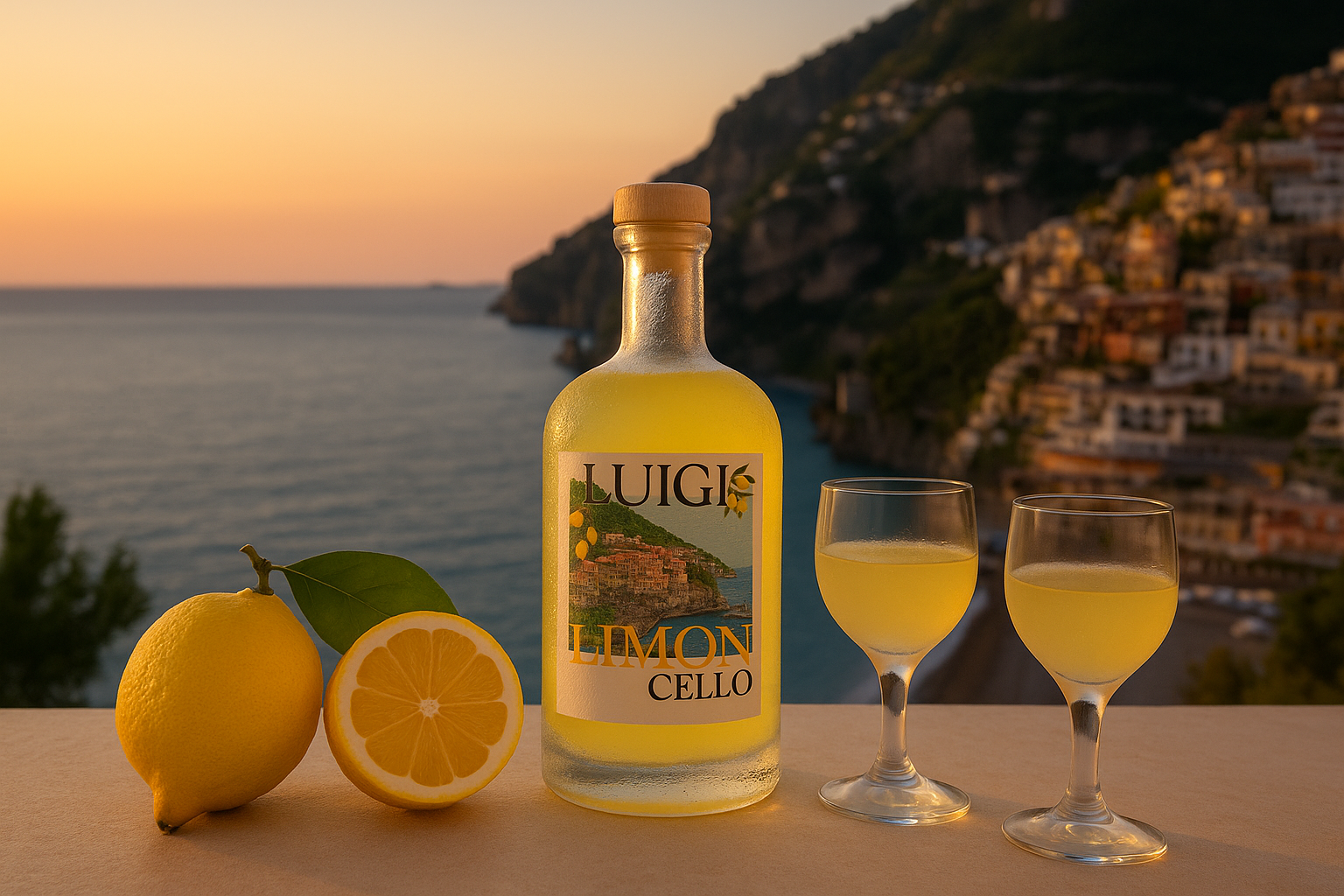 Origem do autêntico limoncello italiano Luigi Limoncello na Costa Amalfitana