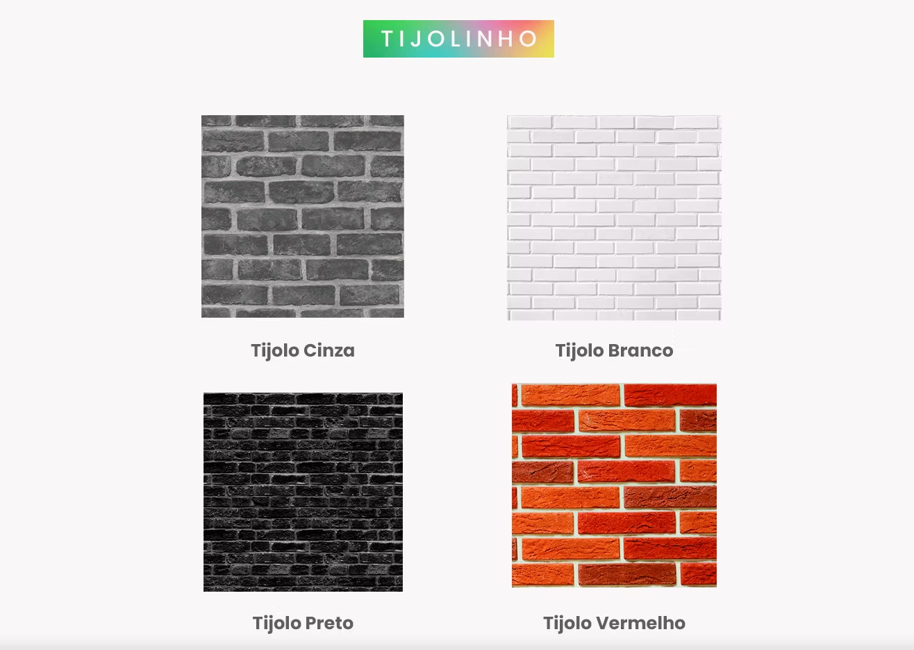 Vinil adesivo decorativo tijolinho cinza, tijolinho branco, tijolinho preto, tijolinho vermelho