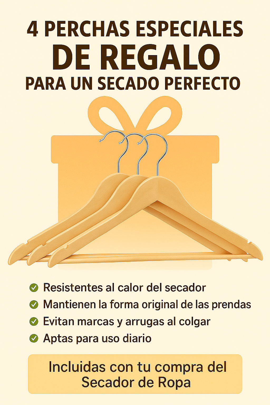 4 Perchas de Madera como Regalo