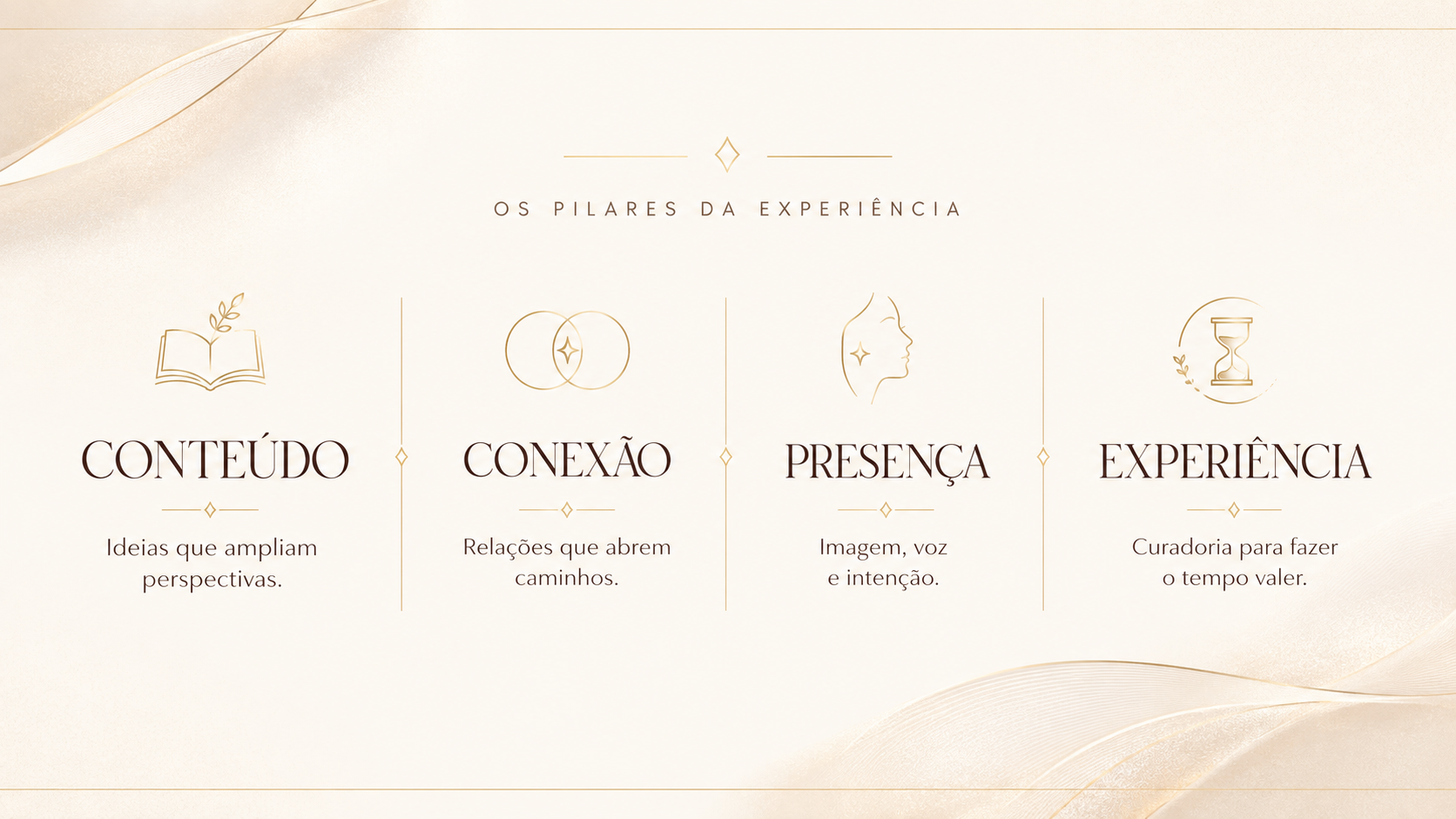 Conteúdo, conexão, presença e experiência