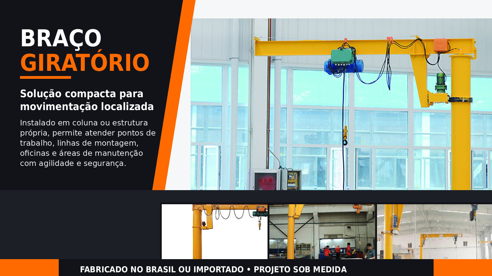 Bra&ccedil;o Girat&oacute;rio MTi para movimenta&ccedil;&atilde;o localizada de cargas industriais